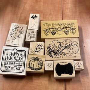 Decorative Wooden Stamp Set - Fall Halloween